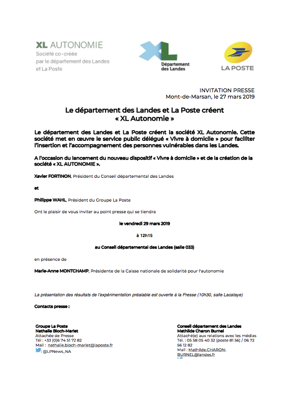invitation-presse_j-2_le-departement-des-landes-et-la-poste-creent-xl-aunomie_29-mars-2019