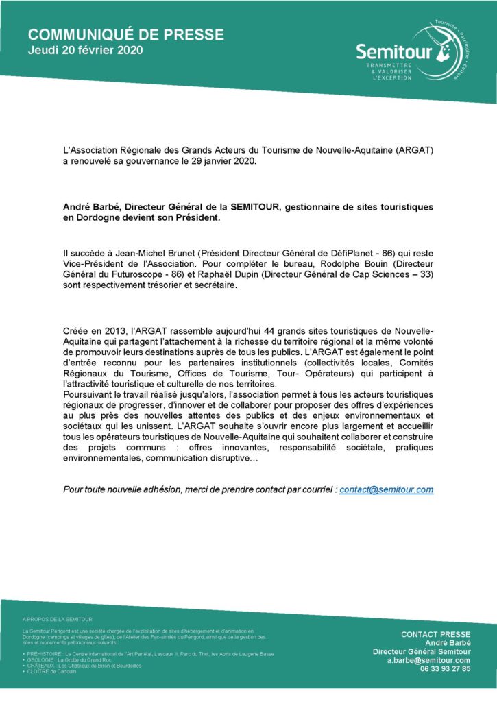 Communique de presse nomination ARGAT