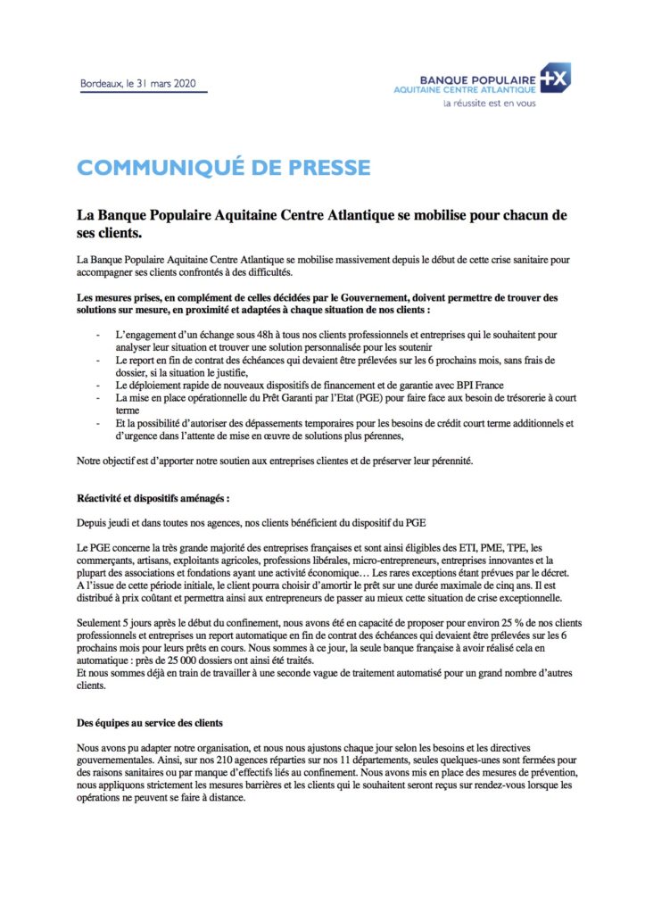 CP COMMUNIQUE DE PRESSE V310320