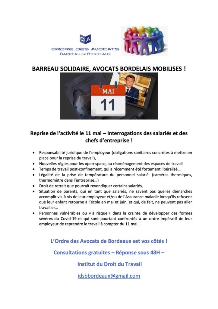 BARREAU SOLIDAIRE CP entreprises au 11 mai