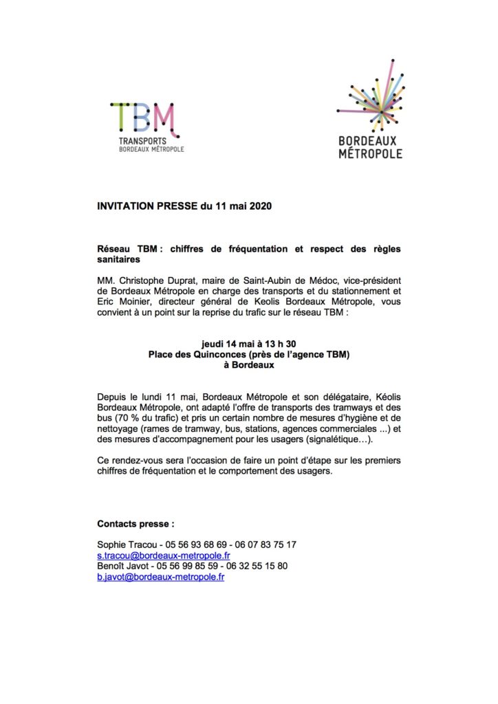 CP Invitation point reprise trafic Tbm 11.05.2020