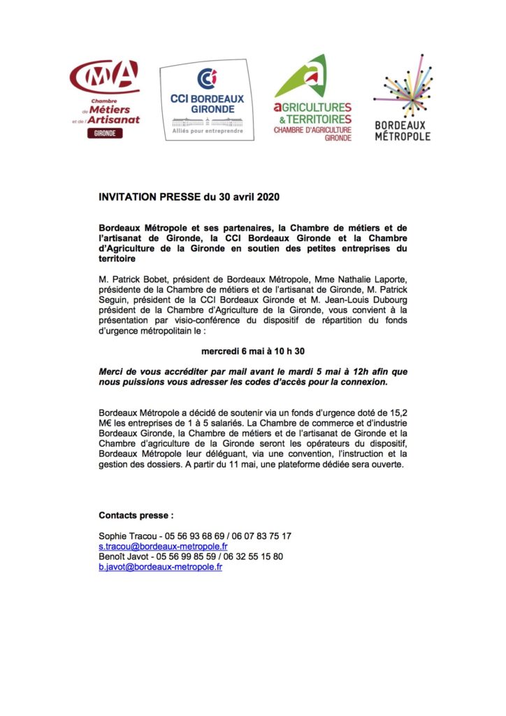 CP Invitation presse Soutien éco 30.04.2020